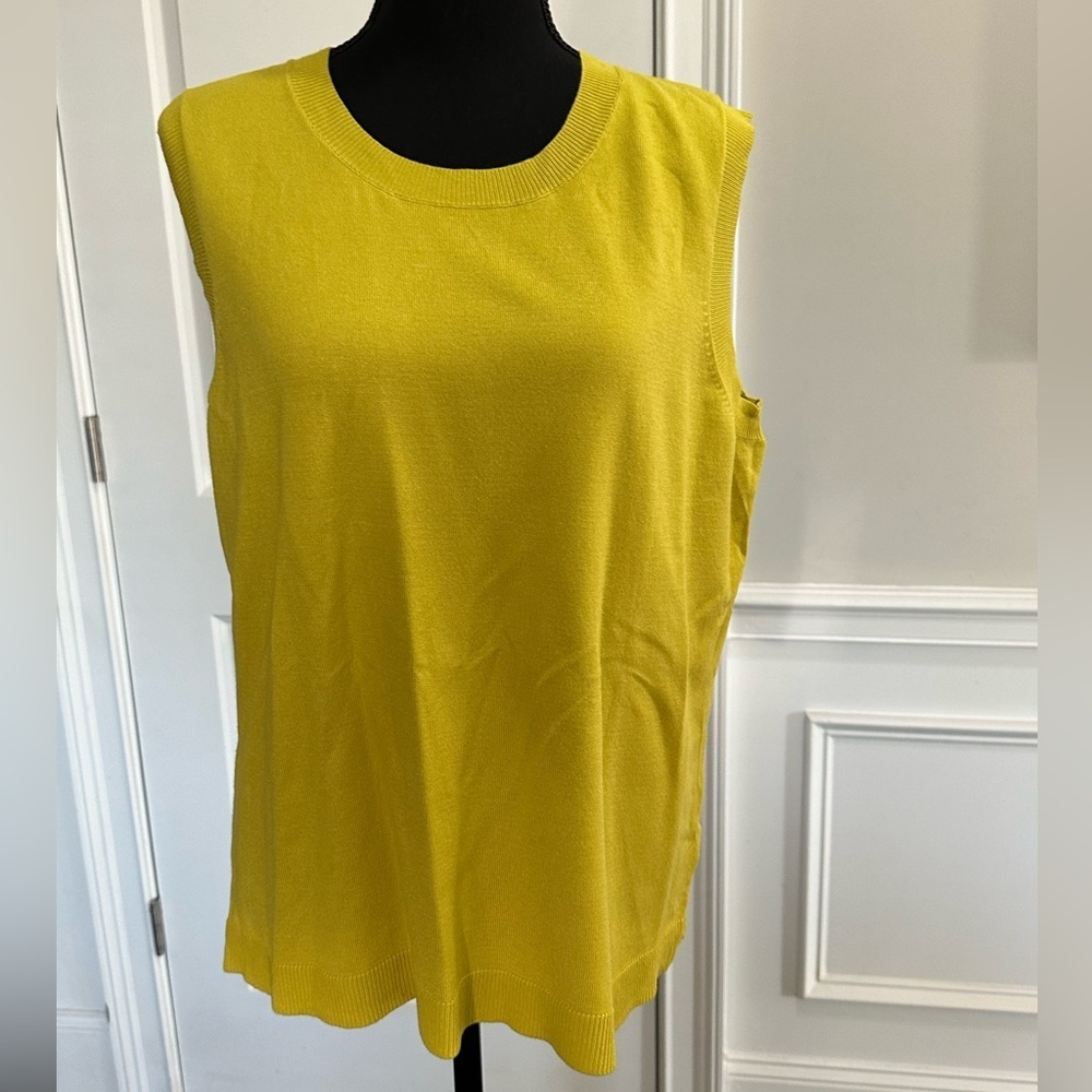 Charter Club Women’s Sleeveless Crew Neck Warm Olive Sweater – Size 2X